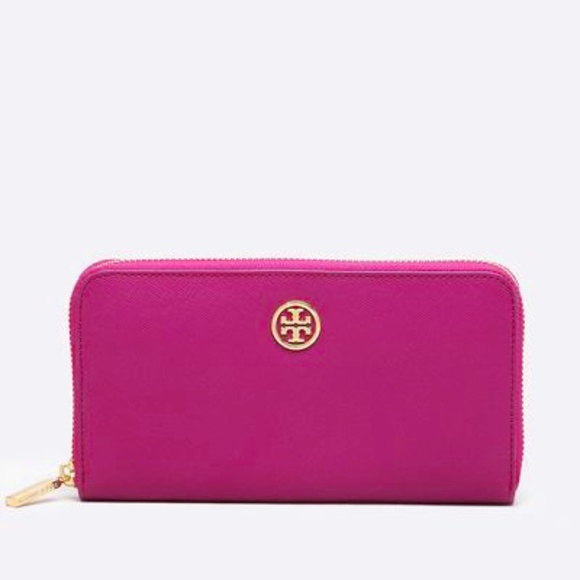 Tory Burch Robinson Zip Continental Wallet, Pink - Picture 1 of 5
